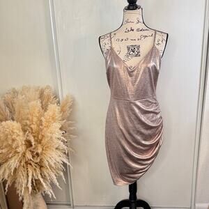 Guess Metallic Rose Gold Mini Dress size Large